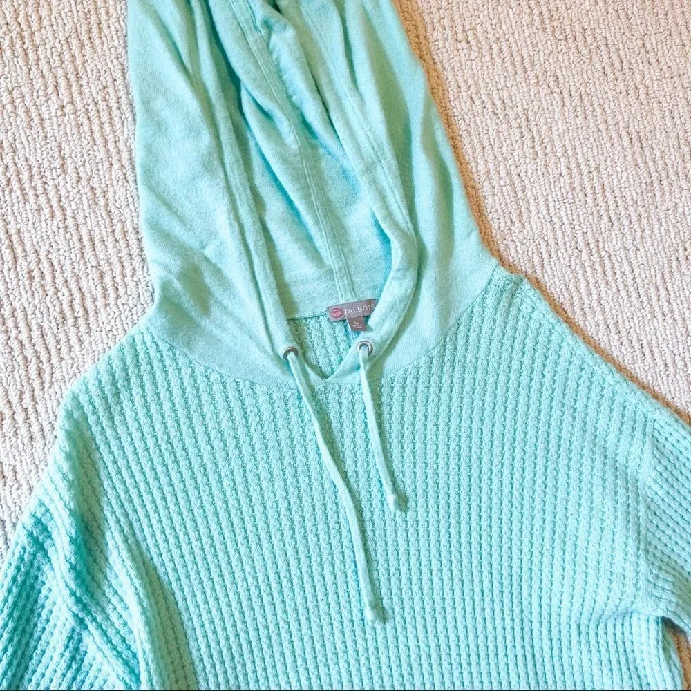 TALBOTS Tunic Cable Knit Sweater in Turquoise Size Petite Small - Picture 2 of 3